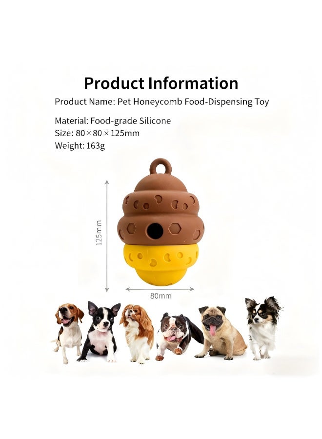 EPET Interactive Dog Treat Dispenser Toy - Slow Feeder Puzzle Ball for Mental Stimulation, Energy Release (Brown & Yellow) - Image 2