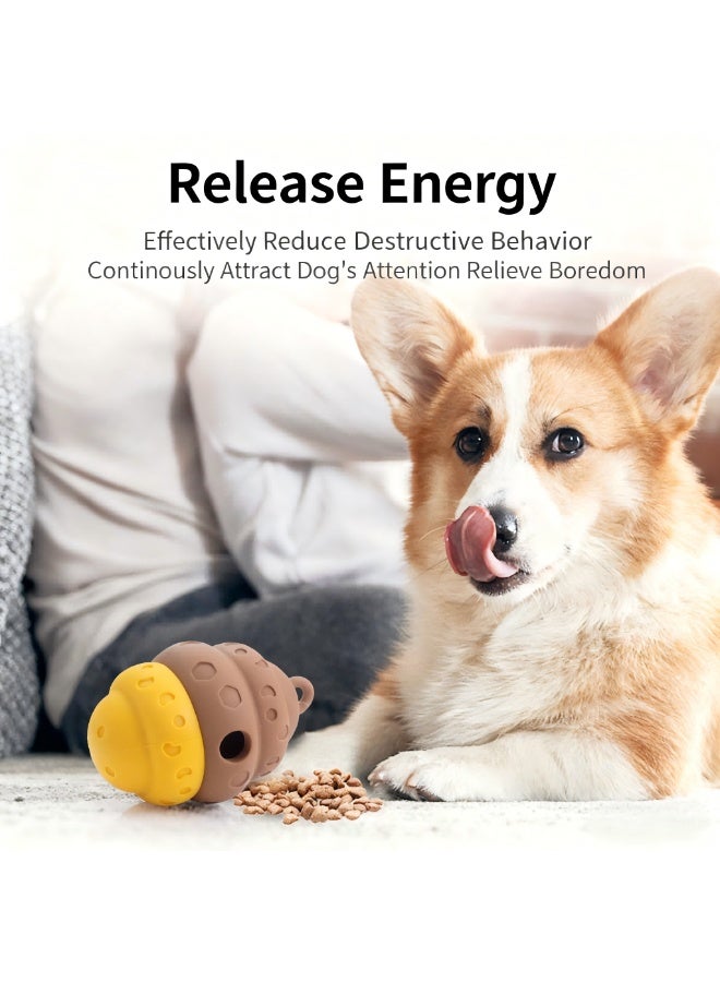 EPET Interactive Dog Treat Dispenser Toy - Slow Feeder Puzzle Ball for Mental Stimulation, Energy Release (Brown & Yellow) - Image 4