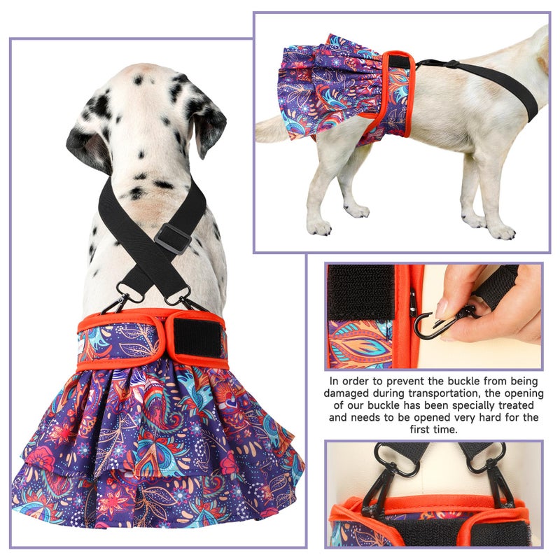 Langsprit Washable Female Dog Diapers (4 Pack+1 Suspenders), Reusable Female Girl Doggy Doggie Puppy Wraps Panties Belly Band for Pet Heat Period Pooping Peeing Potty Training Incontinence Marking Flower Small - Image 3