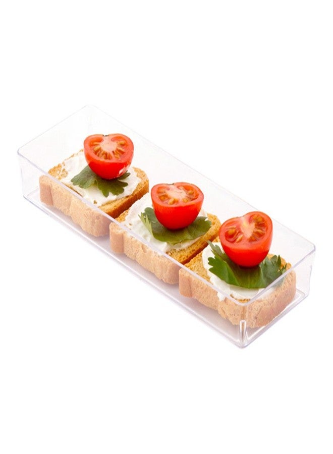 Restaurantware 5.2 x 1.8 Inch Mini Tasting Plates 100 Disposable Rectangle Plastic Plates - Durable Stylish Clear Plastic Hors D'oeuvre Serving Plates For Desserts Or Appetizers At Parties - Image 1