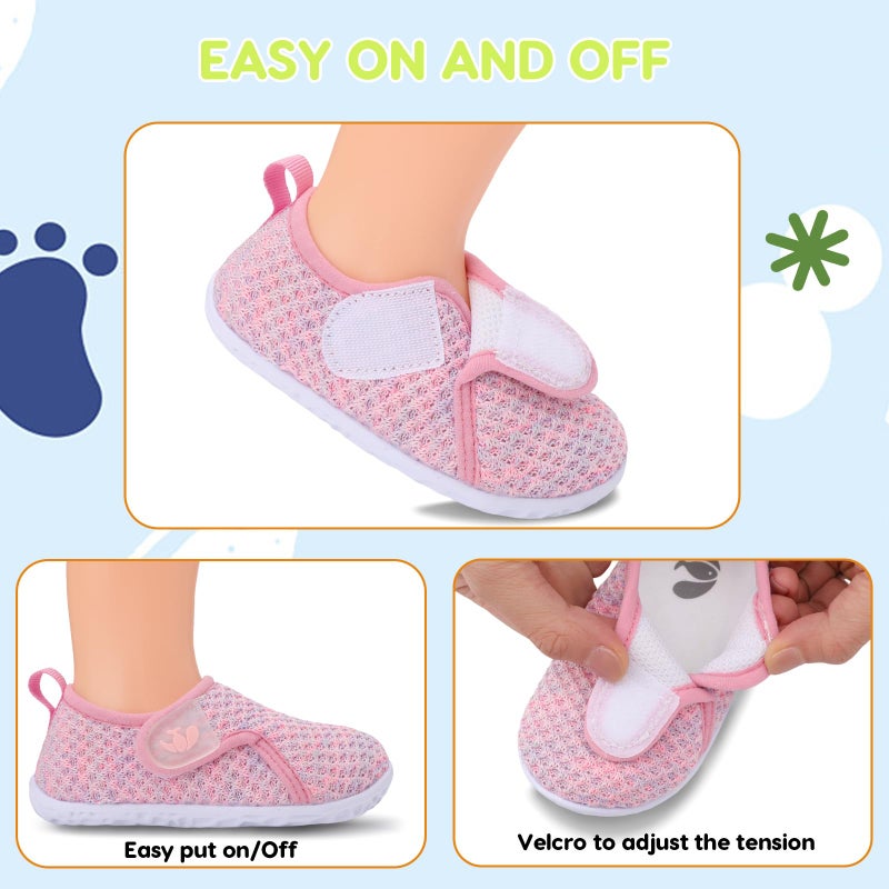 FEETCITY Baby Sneakers Boys Girls Slip On Shoes First Walking Crib Shoes Pink Purple - Image 3