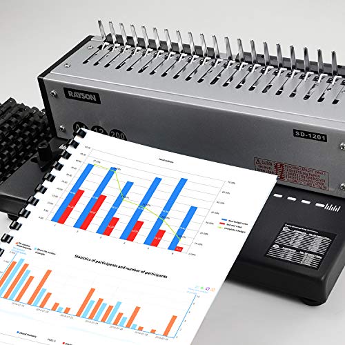 Rayson SD-1201 Binding Machine Punching and Binding with Combs Set - 21 Hole/ 200 Sheets Paper Comb Binder - Image 5