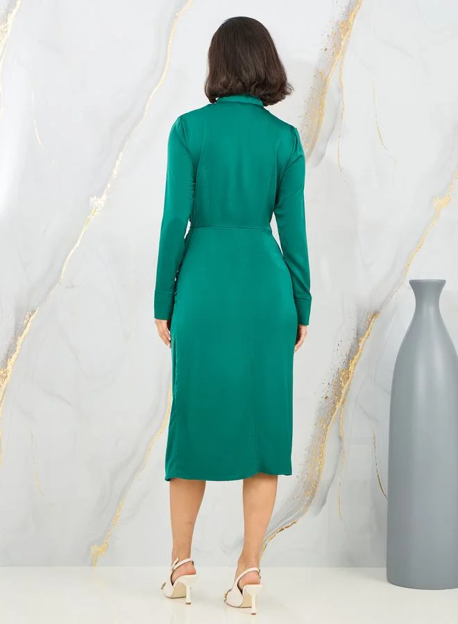 Styli Emerald Tie-Neck Dress