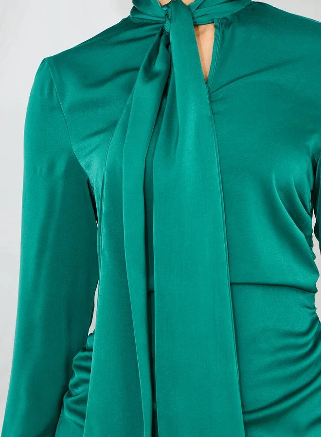 Styli Emerald Tie-Neck Dress