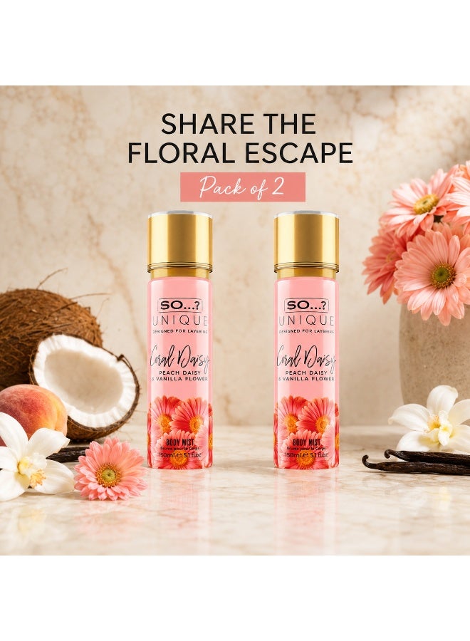 So..? SO…? Unique Coral Daisy Body Mist for Women, Fruity & Gourmand Long-Lasting Fragrance Spray, Wear Alone or Layer with Other Scents, Perfume Gift for Women & Teen Girls, 150ml, Pack of 2 - Image 4