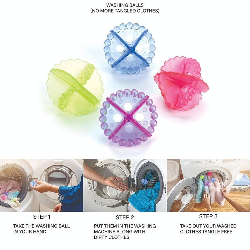 YTM laundry Washing Machine Ball Laundry Dryer Wash Without Detergent Silicone Washing Machine Ball Reusable Washing Laundry Dryer Ball Pack of 4pcs - Image 2