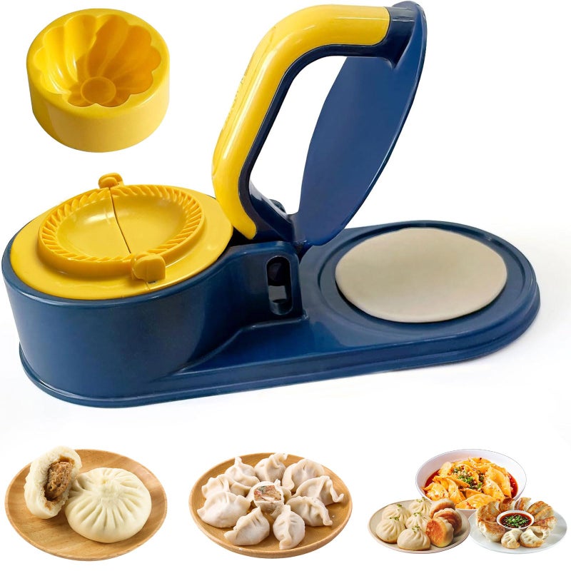 WOPPOW 3 In 1 Dumpling Maker Press Kitchen Empanada Maker Press Baozi Bun Mold Manual Pastry Dumpling Wrapper Machine for Chinese Food, Empanada, Ravioli, Pierogi, Hand Pie (Light Blue) - Image 1