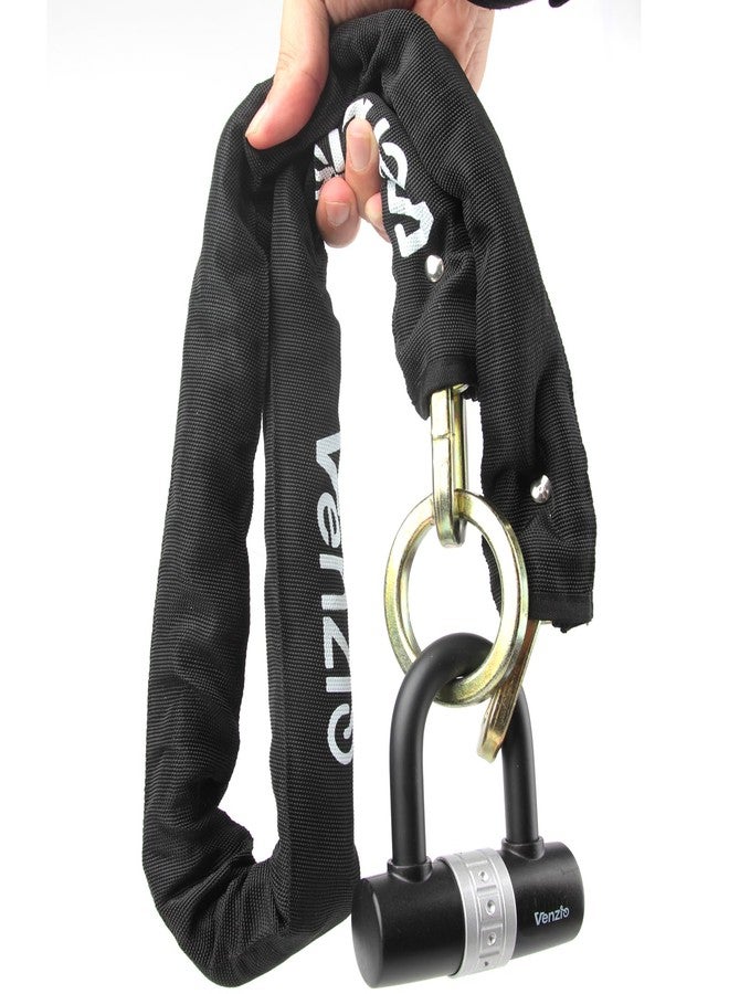 Venzio Heavy Duty 10mm Bike Chain with 12mm U Lock,4ft Hardened Steel Anti Theft Chain Combo with 2 Keys, Motorcycle & Scooter Lock with Protective Cover - Image 5