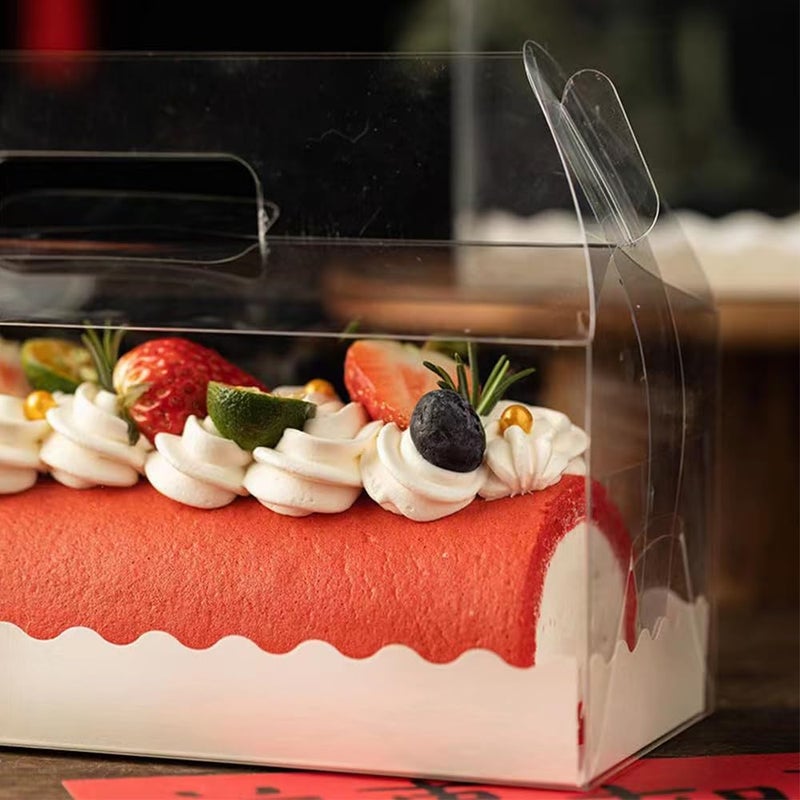 DZOZO Set of 10 Transparent Swiss Cake Boxes with Handles for Hot Dogs, Muffins, and Desserts - Image 4