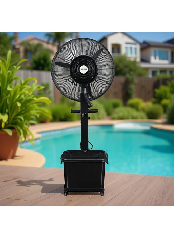 milano مروحة ميلانو سبايدر 2.0 برذاذ ضبابي 26" – مروحة تبريد محمولة مع رذاذ ضبابي، تدفق هواء قوي، كفاءة في استهلاك الطاقة، تشغيل هادئ، مثالية للاستخدام في المنزل، المكتب، أو في الهواء الطلق - سوداء - Image 1