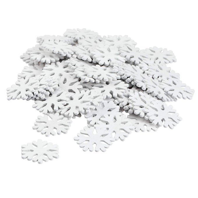 WOODEN WHITE SNOWFLAKES ORNAMENTSSNOWFLAKE CRAFT SUPPLIES100PCS