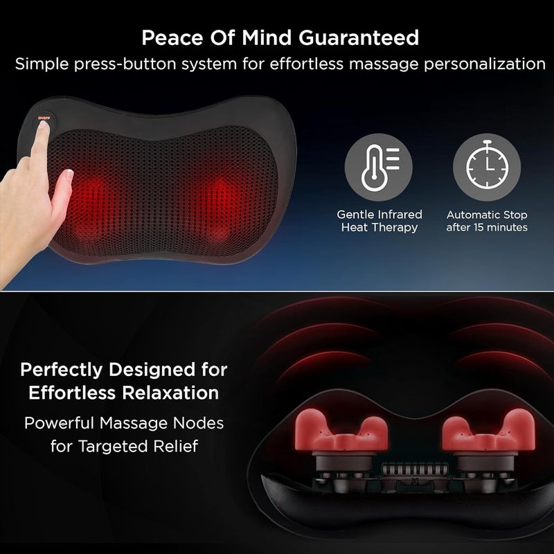 Dr Physio وسادة شياتسو الكهربائية الأمريكية لجهاز تدليك الرقبة للجسم بالكامل (أسود) - Image 4