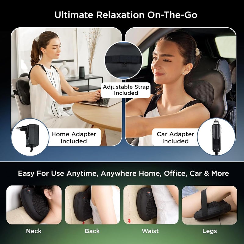 Dr Physio وسادة شياتسو الكهربائية الأمريكية لجهاز تدليك الرقبة للجسم بالكامل (أسود) - Image 5