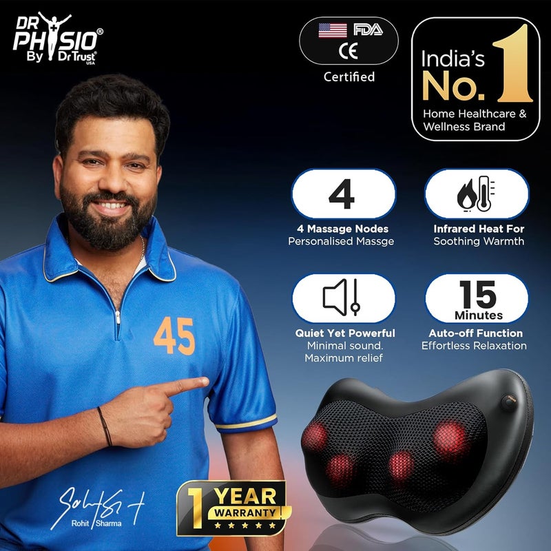 Dr Physio وسادة شياتسو الكهربائية الأمريكية لجهاز تدليك الرقبة للجسم بالكامل (أسود) - Image 2