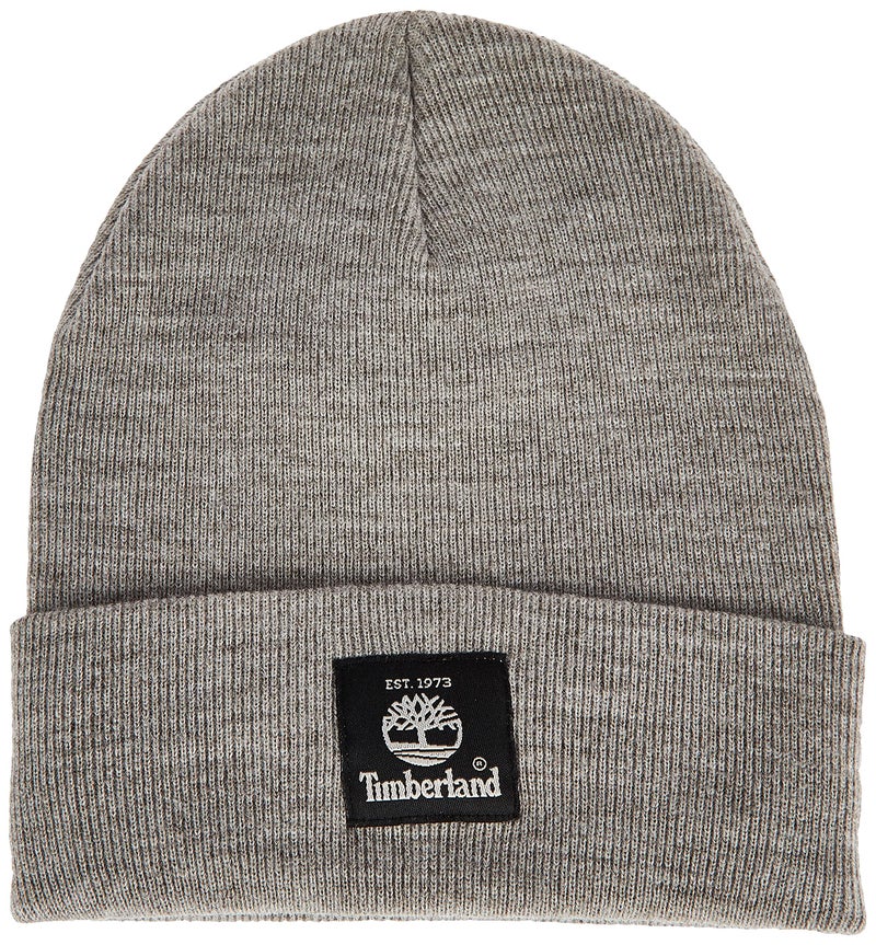 Timberland Short Watch Cap with Woven Label, Light Heather Grey 2, One Size - Image 1