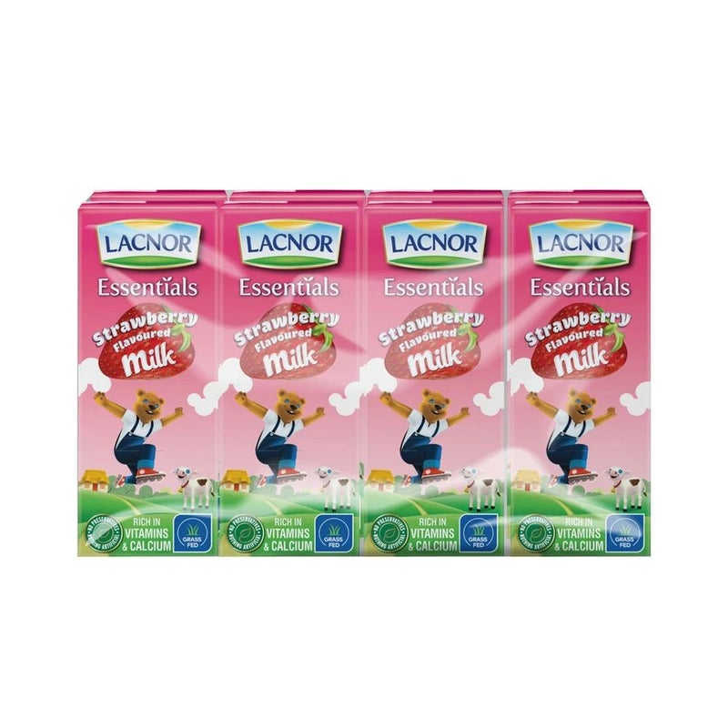 Lacnor Essential Strawberry Flavored Milk Rich In Vitamin and Calcium- 180ml