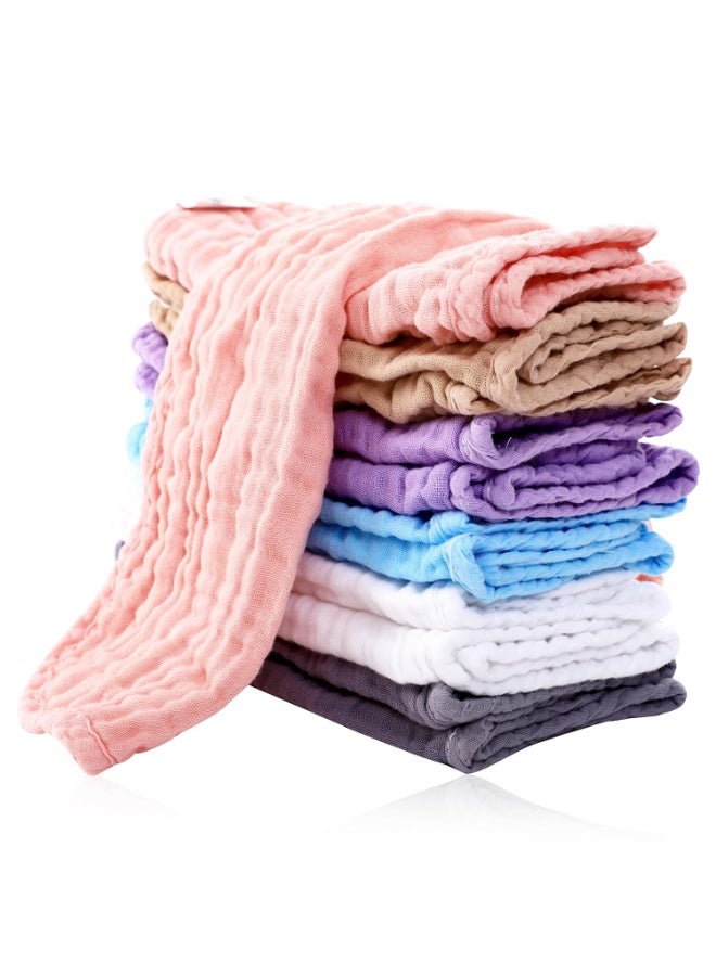 Cute Castle 12 Pack Muslin Burp Cloths for Baby - Ultra-Soft 100% Cotton Baby Washcloths - Large 20'' by 10'' Super Absorbent Milk Spit Up Rags - Burpy Cloths for Unisex, Boy, Girl - Multicolor - Image 1