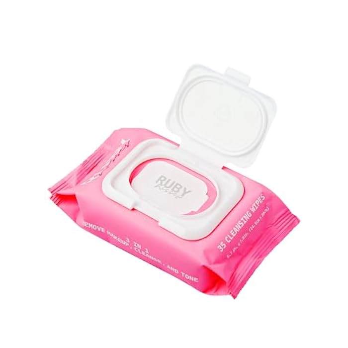 Ruby Kisses Makeup Remover Wipes, Daily Facial Cleanser Towelettes for Waterproof Makeup, Micellar Face Cleansing Wipes for Sensitive Skin, Hydrating & Refreshing, 35 Count (Collagen) - Image 2