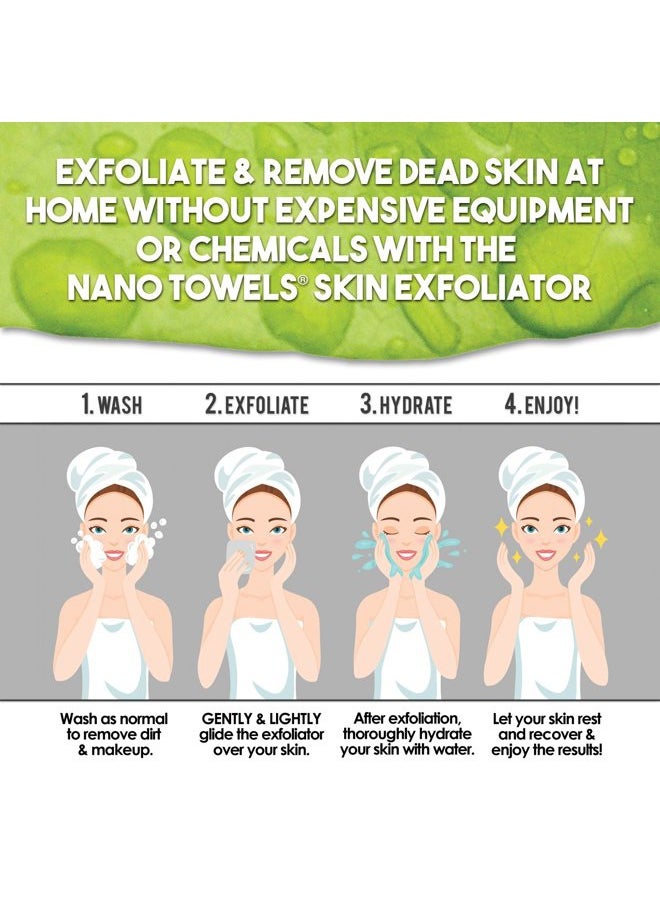 Life Miracle - Nano Towels Skin Exfoliating Cleanser | Personal Microdermabrasion Face Wash, Pore Toner & Body Scrub Cloth | Chemical Free Dead Skin and Blackhead Remover. Korean Skin Care Secret | 2 Exfoliators - Image 1