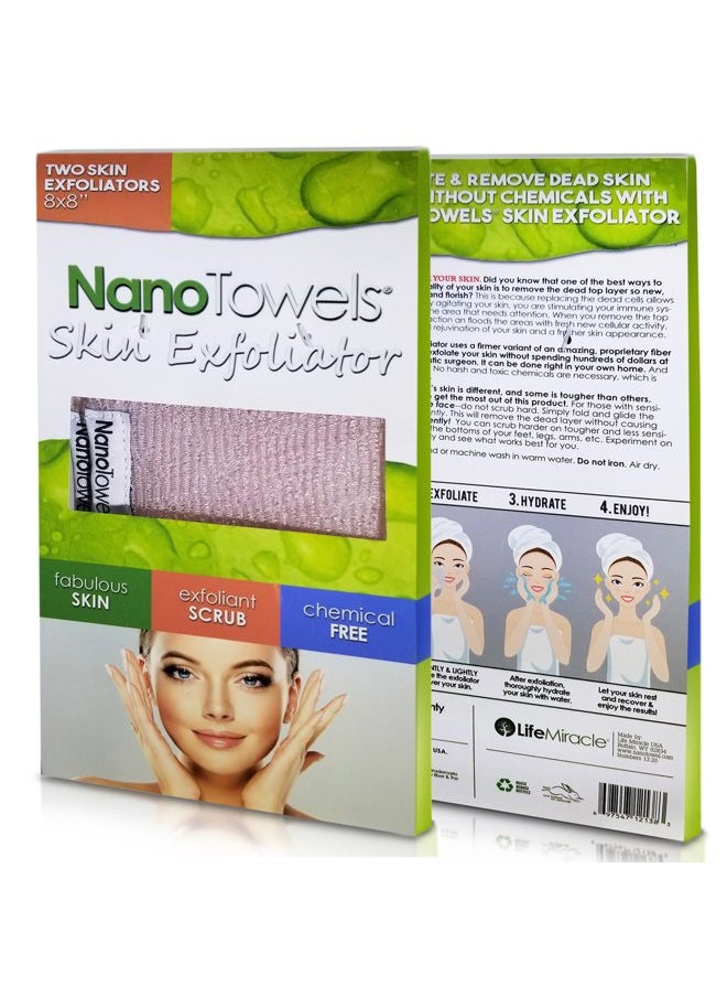 Life Miracle - Nano Towels Skin Exfoliating Cleanser | Personal Microdermabrasion Face Wash, Pore Toner & Body Scrub Cloth | Chemical Free Dead Skin and Blackhead Remover. Korean Skin Care Secret | 2 Exfoliators - Image 1