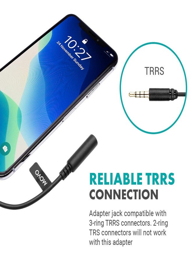 Movo IMA-3 Female 3.5mm TRRS Microphone Audio Adapter Cable to Right-Angle Lightning Dongle - Headphone Adapter Compatible with Apple iPhone and iPad - Image 5