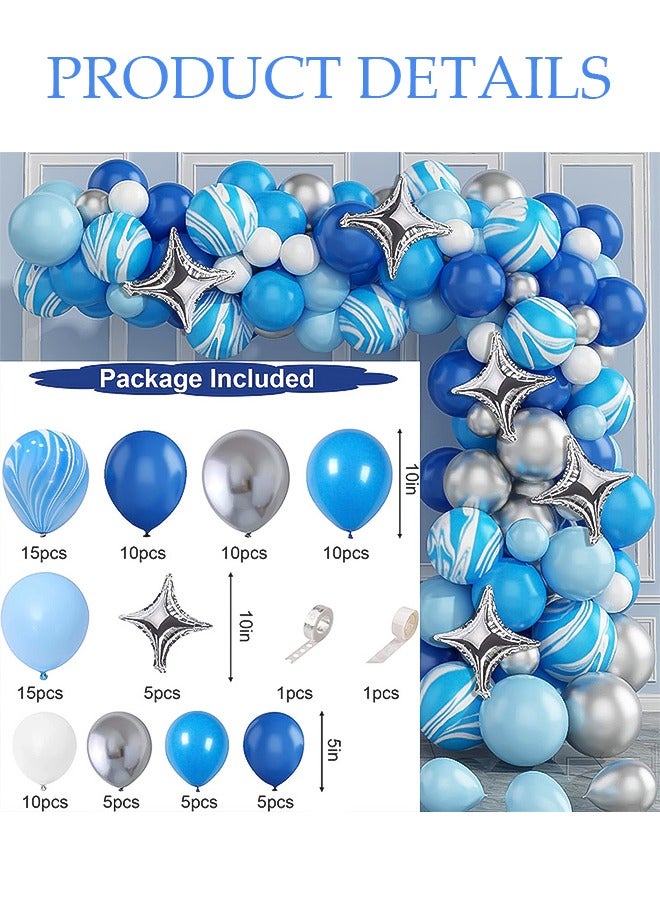 DUNISO بالونات مجموعة قوس جارلاند مقاس 5/10 بوصة مجموعة بالونات لاتكس زرقاء لحفلات استقبال المولود الجديد وحفلات الزفاف وأعياد الميلاد وديكورات الخلفية وحفل افتتاح المدرسة - Image 2