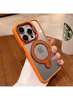 For Iphone 16E Mobile Phone Case U1 Dual Magnetic Bracket For Iphone15PRO Protective Cover Metal 13 Advanced Sense Factory-Color:Orange-Applicable Model:For Iphone 15