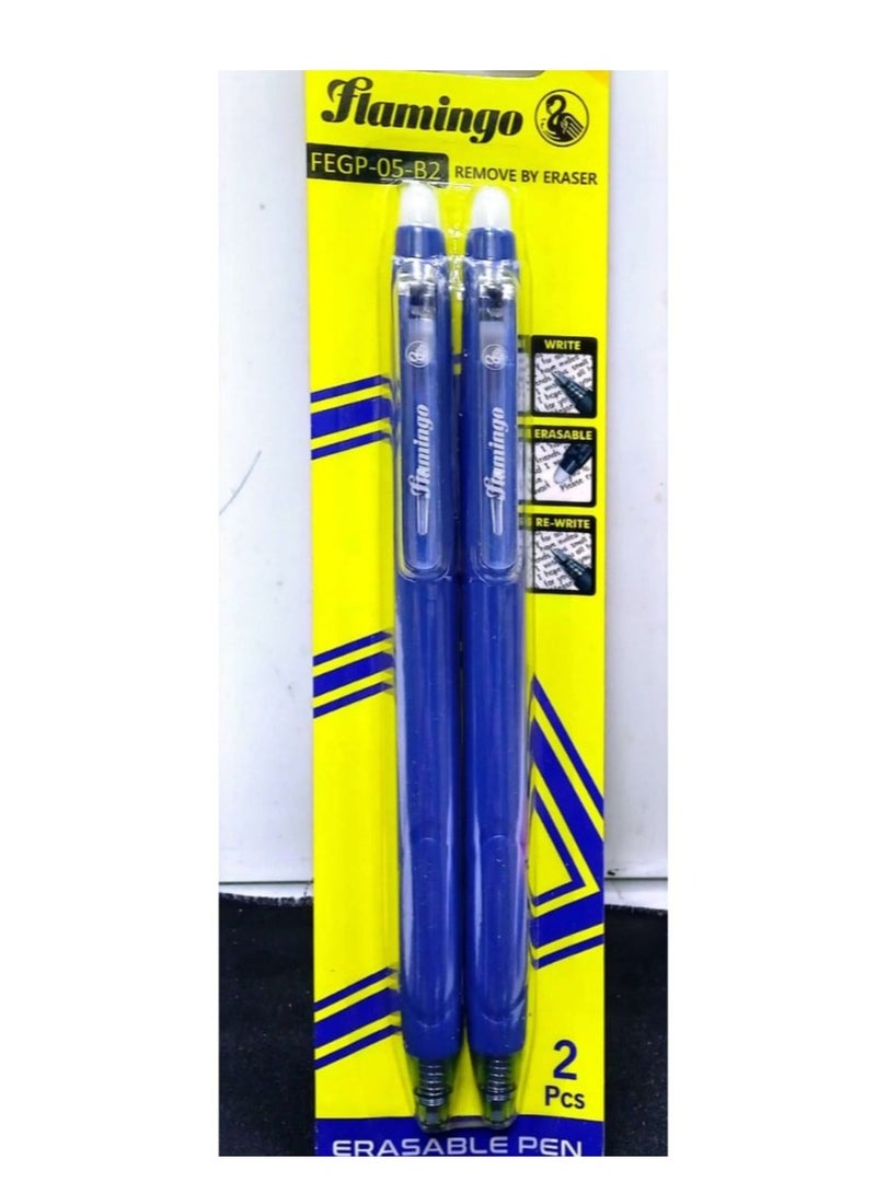 Flamingo Erasable Pen Blue Color Pack Of 2 - Image 1