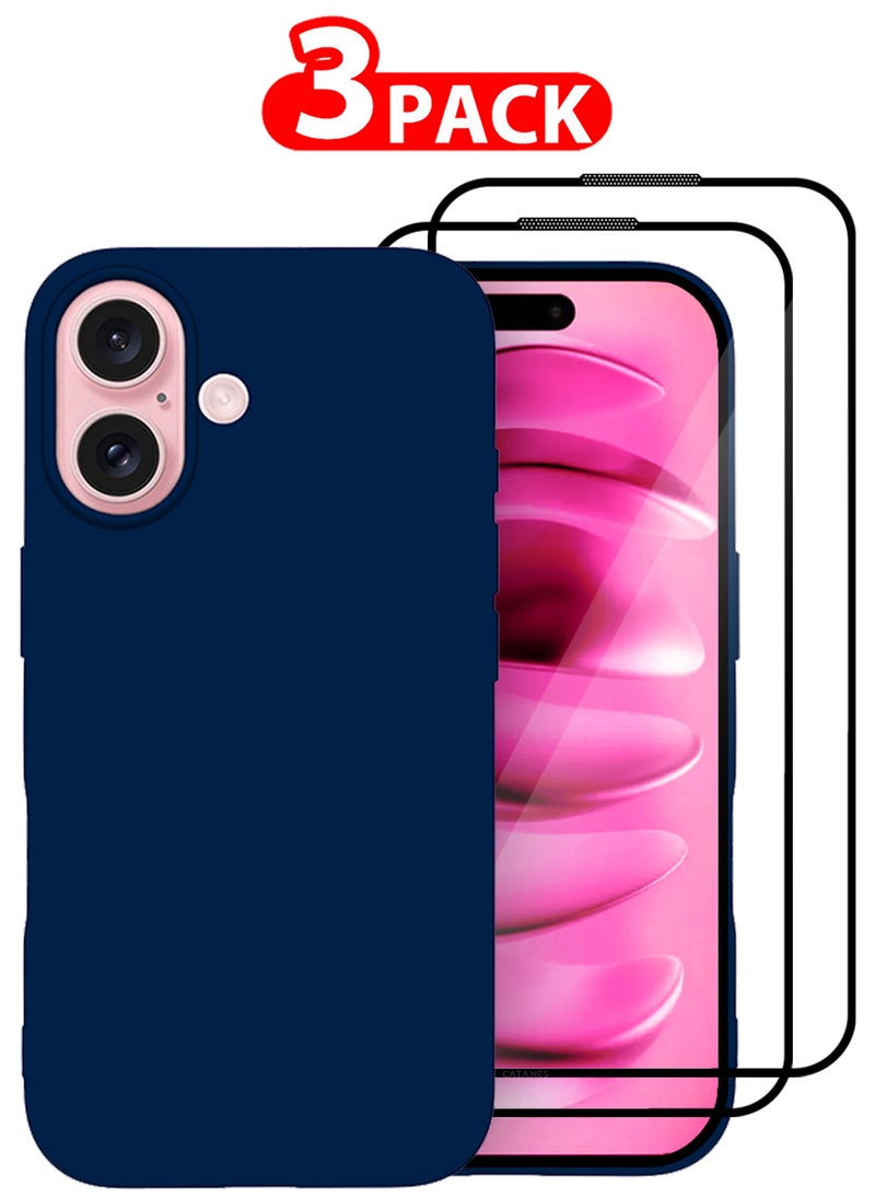 CATANES (for iPhone 16) 3 Pack Case and 2 Screen Protectors, Slim Silicone Case, Full Covered Anti Scratch Shockproof Protective Cover  - Image 1