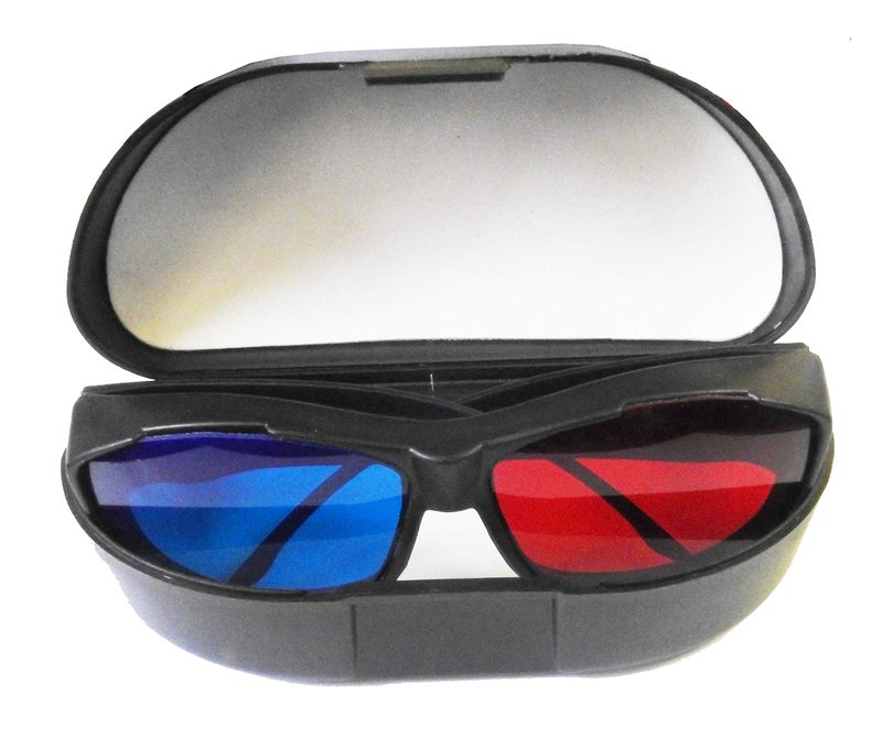 Jambar Red-Blue 3D Glasses with Glasses Case & Cleaning Cloth / Cyan Anaglyph Simple Style 3D Glasses 3D Movie/Video/Image/Books/Magazine - Image 1