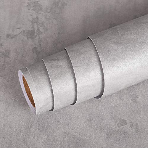Livelynine 15.8X394 Light Grey Concrete Wallpaper Peel and Stick Modern Living Room Waterproof Contact Paper for Countertops Textured Cement Wall Paper Sticker Pull and Stick Bedroom Removable - Image 1