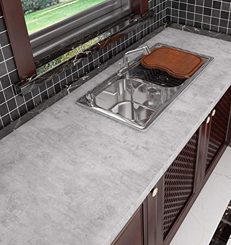 Livelynine 15.8X394 Light Grey Concrete Wallpaper Peel and Stick Modern Living Room Waterproof Contact Paper for Countertops Textured Cement Wall Paper Sticker Pull and Stick Bedroom Removable - Image 3