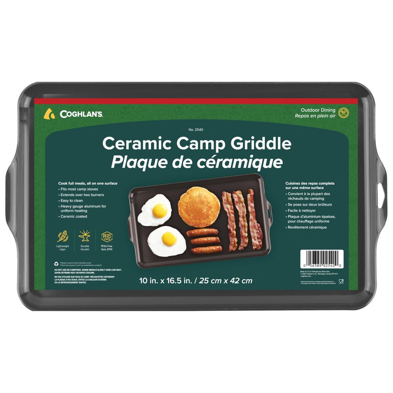 Coghlan's Coghlans Camp Griddle Lightweight Aluminum 165 x 10 size PFASFree and NonStick Ceramic Coating Cooking Surface for Two Burner Stoves Ideal for Camping and Outdoor Cooking - Image 2