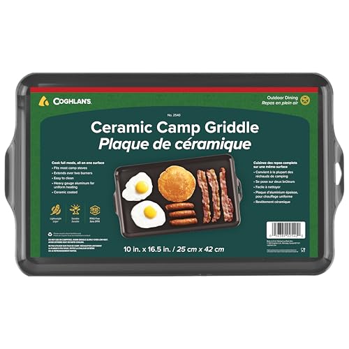 Coghlan's Coghlans Camp Griddle Lightweight Aluminum 165 x 10 size PFASFree and NonStick Ceramic Coating Cooking Surface for Two Burner Stoves Ideal for Camping and Outdoor Cooking - Image 1