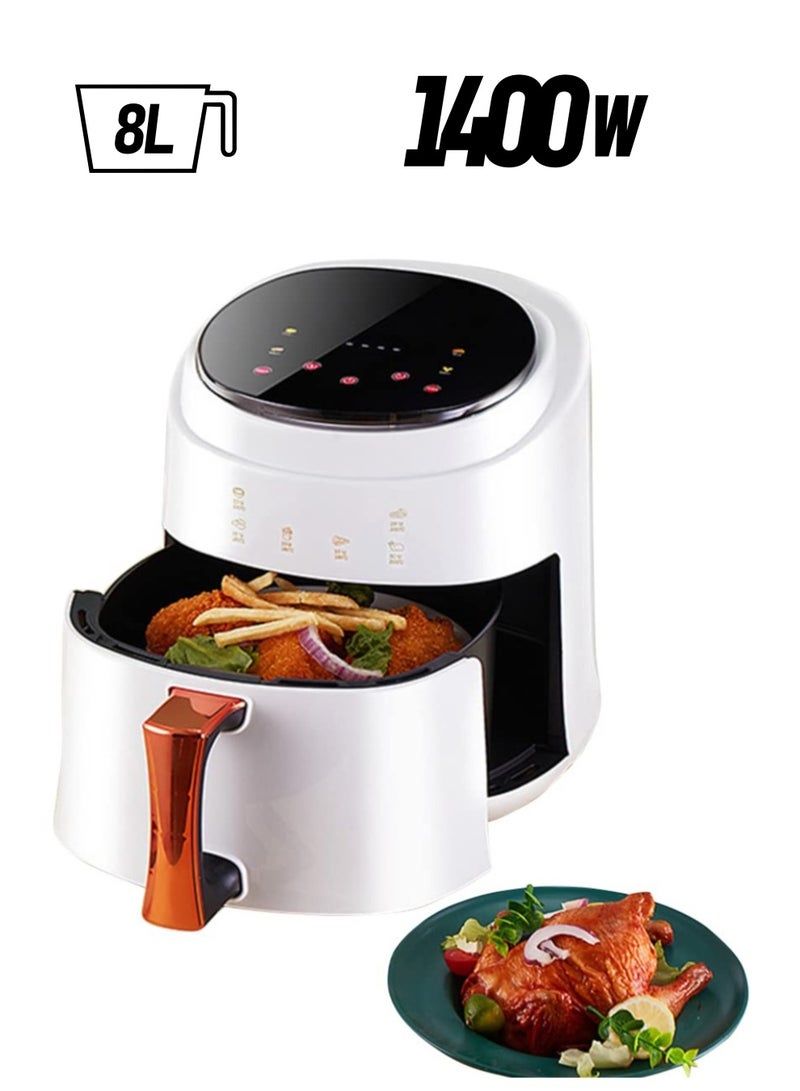 قلاية هوائية مع شاشة لمس LED، قلاية هوائية رقمية مع دوامة، سعة 8 لتر، قلايات منخفضة الدهون بدون زيت، فرن قلاية هوائية بدائرة هواء ساخن، 4 برامج مسبقة، سلة غير لاصقة، 1400 واط - Image 1