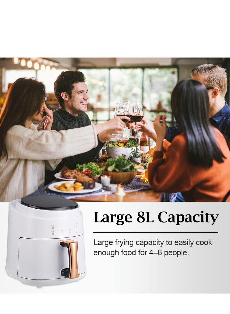 قلاية هوائية مع شاشة لمس LED، قلاية هوائية رقمية مع دوامة، سعة 8 لتر، قلايات منخفضة الدهون بدون زيت، فرن قلاية هوائية بدائرة هواء ساخن، 4 برامج مسبقة، سلة غير لاصقة، 1400 واط - Image 5