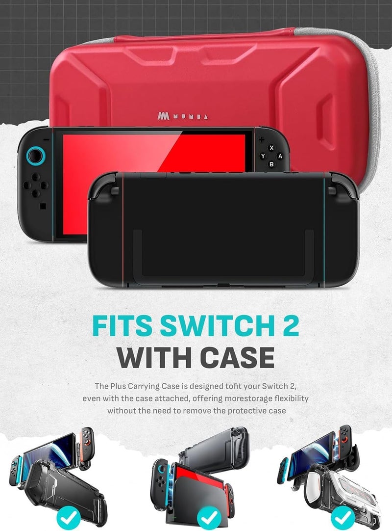 Mumba Carrying Case for Nintendo Switch 2 2025, [Plus Version] Portable Protective Travel Carry handbag Pouch for Blade/Titan Case [Large Capacity] (Red) - Image 2