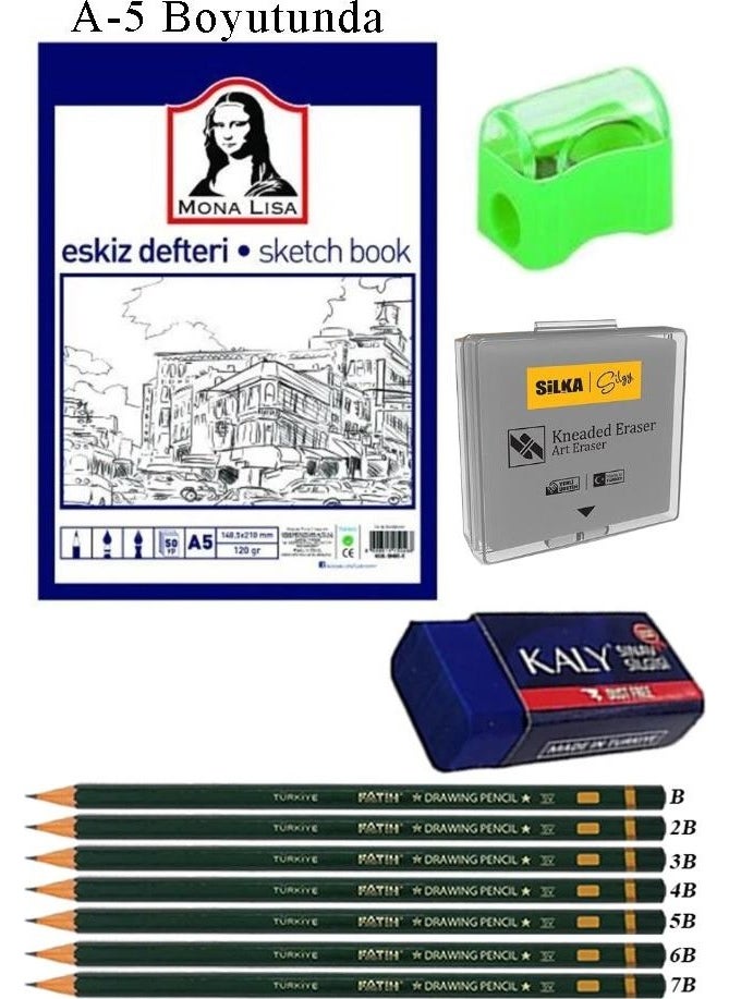 Artlantis Sketchbook A5 50 Sheets Charcoal Drawing Set Dough Eraser Fatih Grade Pen Hobby Design Set  - Image 1