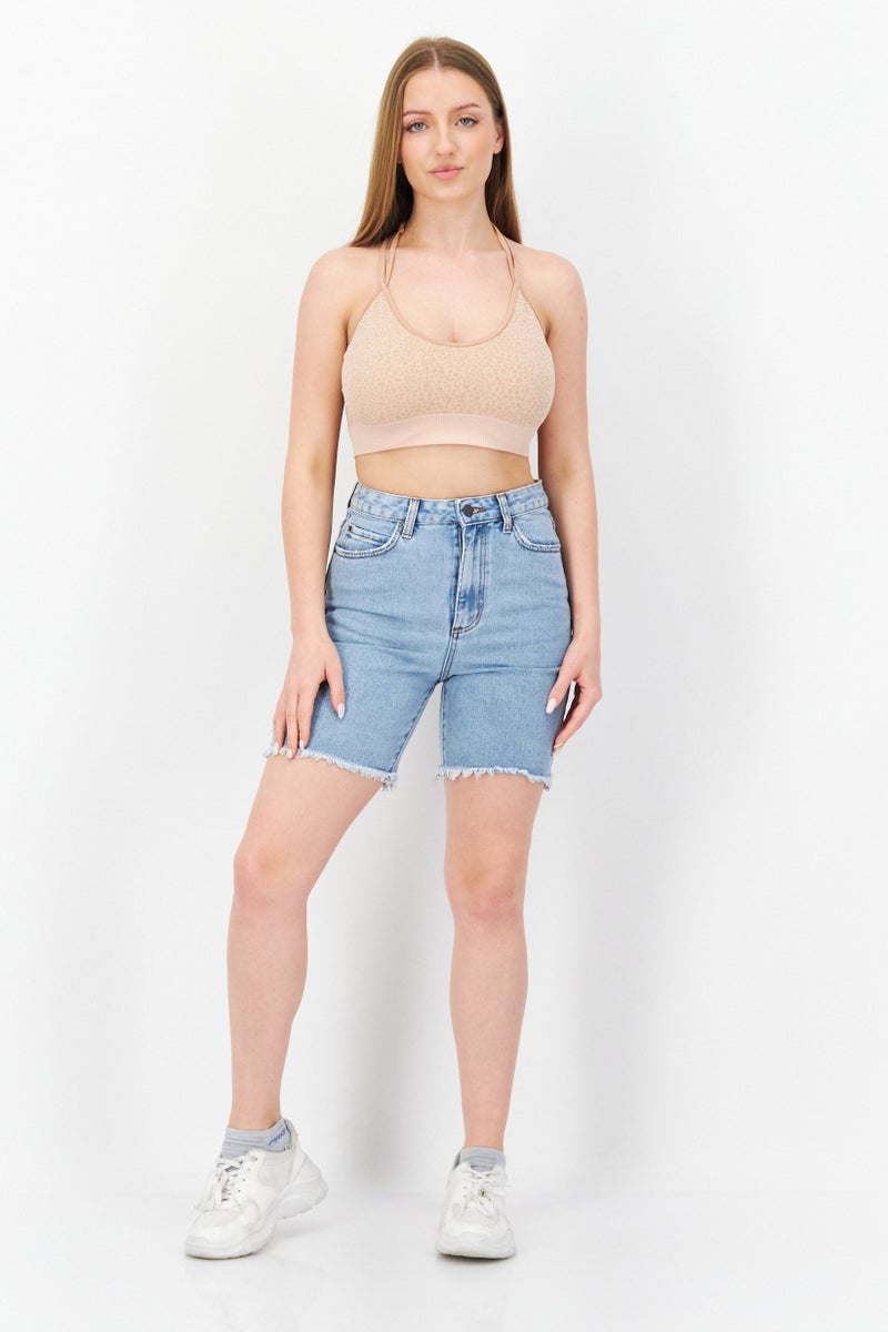 Billabong Women Washed Denim Shorts, Blue - Image 4