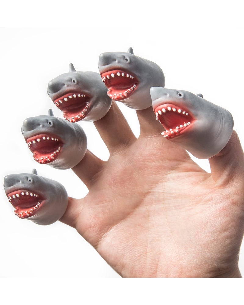 AQKILO Shark Finger Puppet Set, Ocean Animal Puppet Show Theater Props, Novelty Toys Weird Stuff Gifts, 5 PCS - Image 1