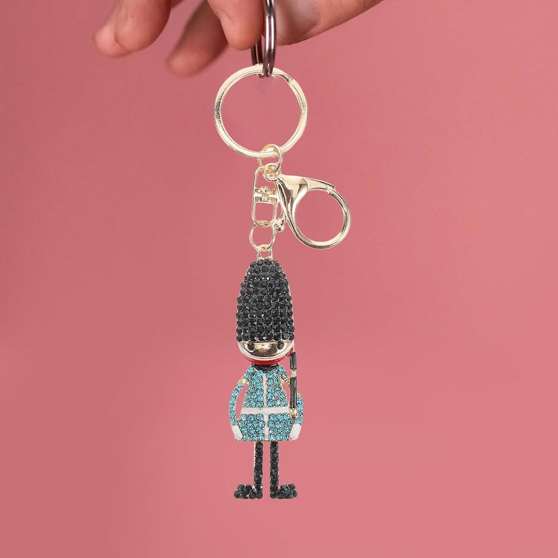 Uonlytech Soldier Car Keychain Pendant Blue Metal Keyring Bag Charm Cute Decorative Accessory for Women - Image 5