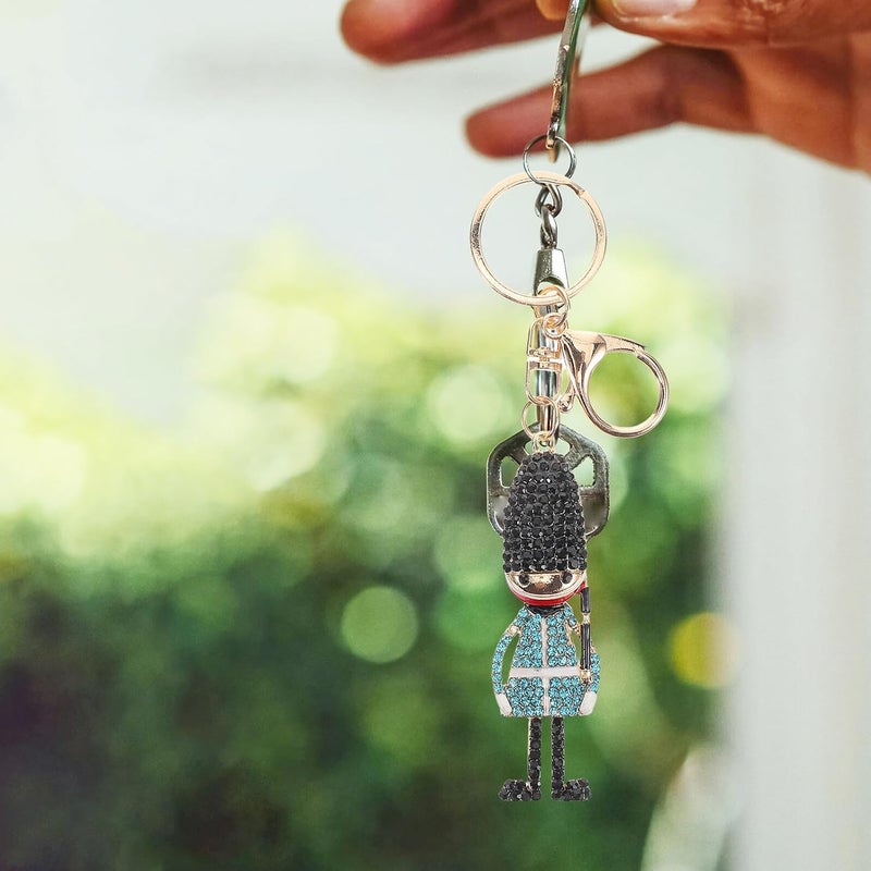 Uonlytech Soldier Car Keychain Pendant Blue Metal Keyring Bag Charm Cute Decorative Accessory for Women - Image 4