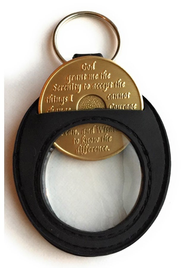 RecoveryChip Universal AA Medallion or Coin Holder Keychain Black Soft Silicone - Image 2