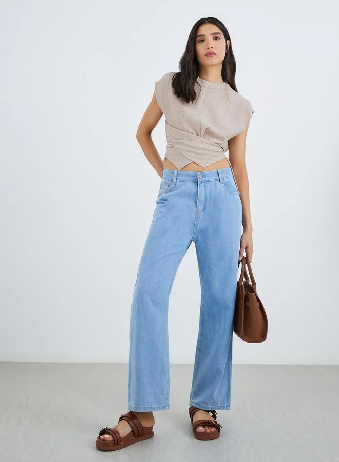 Take Two Take Two Solid Cross Design Wrap Top