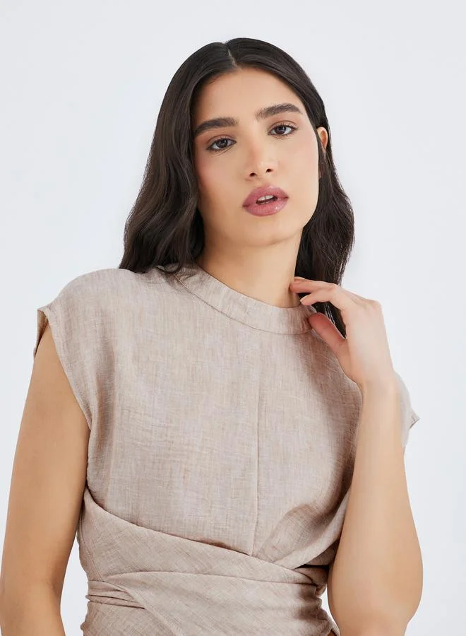 Take Two Solid Cross Design Wrap Top