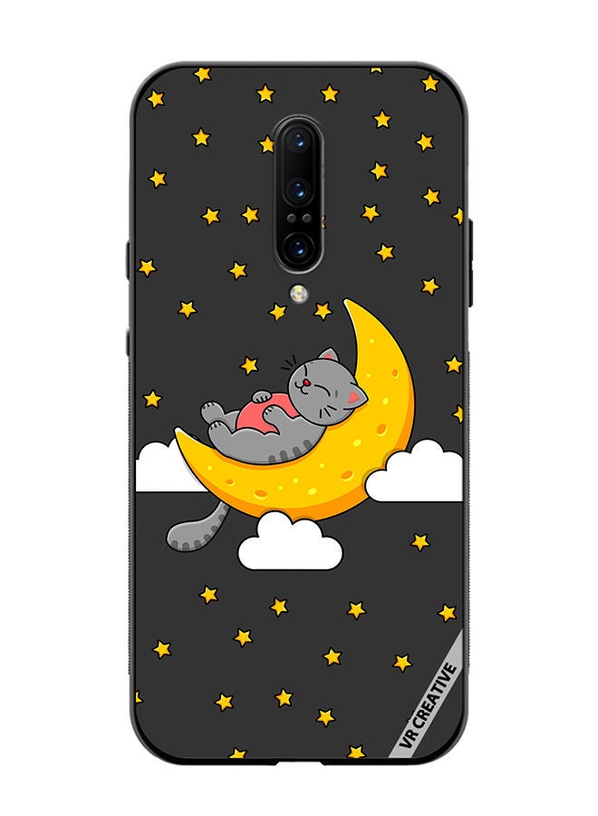 VR CREATIVE Protective Case Cover For OnePlus 7 Pro The Gray Cat Sleeps On The Moon Sky Stars Design Multicolour - Image 1