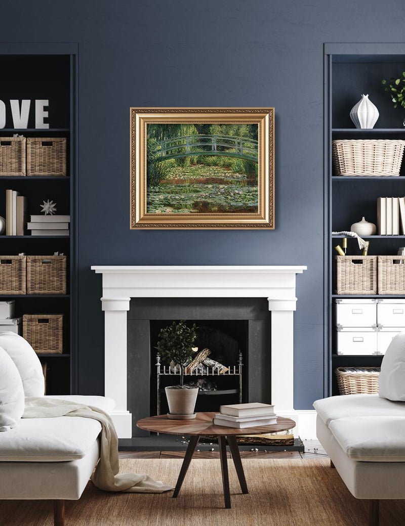 IPIC - Claude Monet Art, Japanese Footbridge Wall Art and the Water Lily Pool Giverny, Giclee Prints Match with Classical Gold Frame, Monet Wall Art for Home Decor, Total Size w/Frame: 26" W x22 H - Image 3