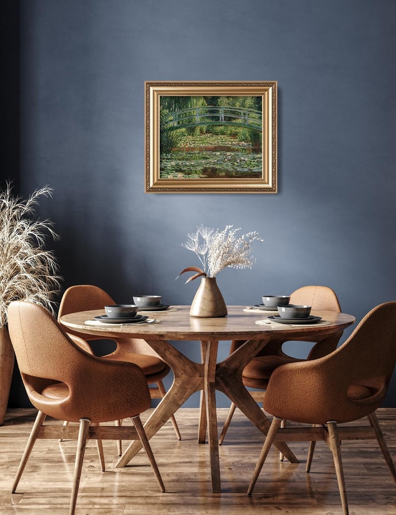 IPIC - Claude Monet Art, Japanese Footbridge Wall Art and the Water Lily Pool Giverny, Giclee Prints Match with Classical Gold Frame, Monet Wall Art for Home Decor, Total Size w/Frame: 26" W x22 H - Image 4
