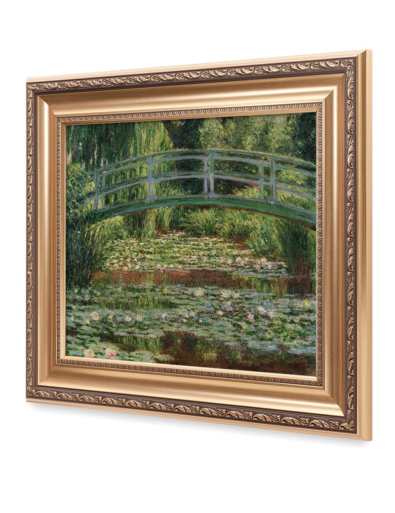 IPIC - Claude Monet Art, Japanese Footbridge Wall Art and the Water Lily Pool Giverny, Giclee Prints Match with Classical Gold Frame, Monet Wall Art for Home Decor, Total Size w/Frame: 26" W x22 H - Image 2