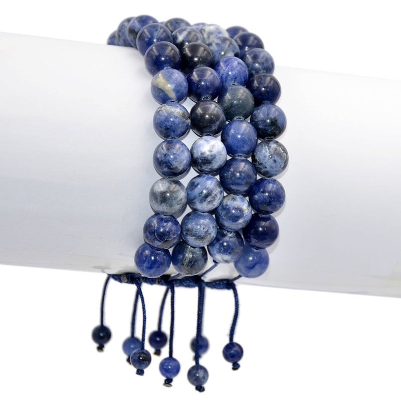 AD Beads Natural 10mm Gemstone Bracelets Healing Power Crystal Macrame Adjustable 7-9 Inch (Sodalite) - Image 3